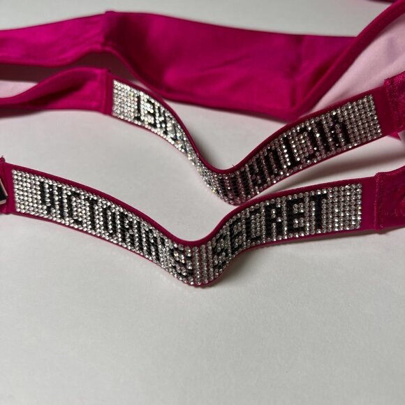 Victoria Secret 32B XS Bombshell Push Up Top Bikini Set LOGO Shine Strap Rose - Picture 8 of 14